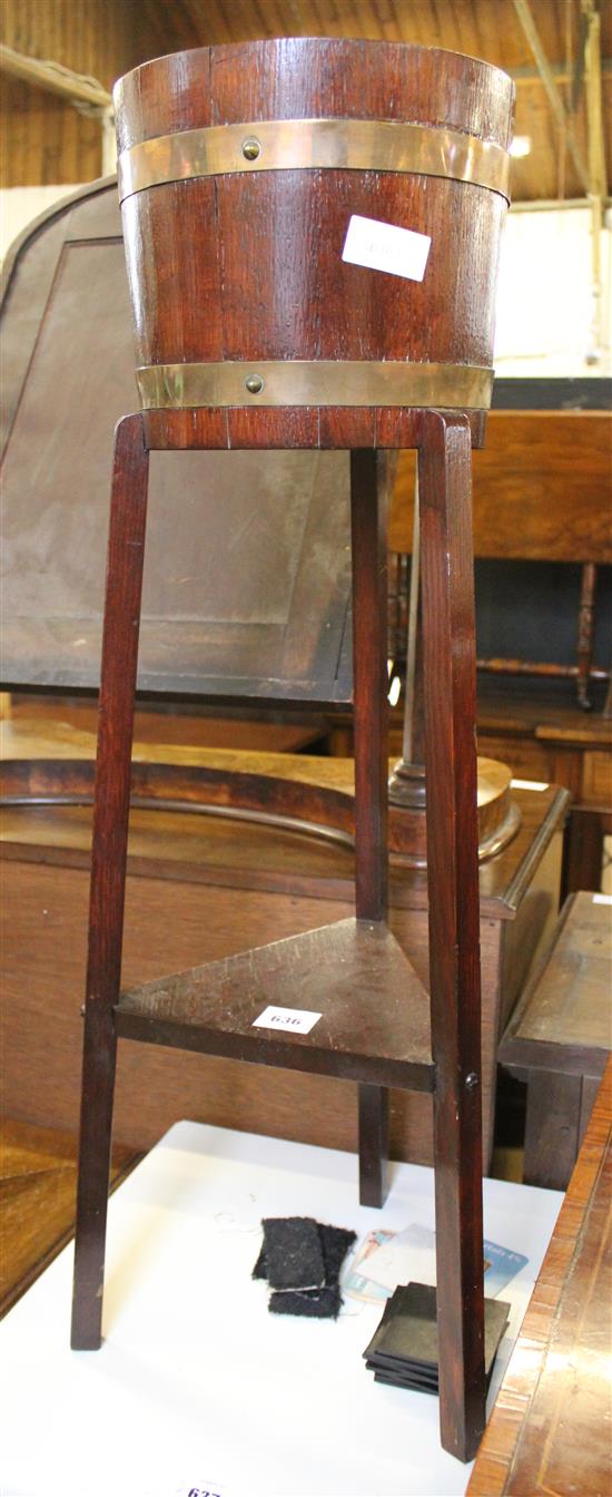 Oak brass bound plant stand